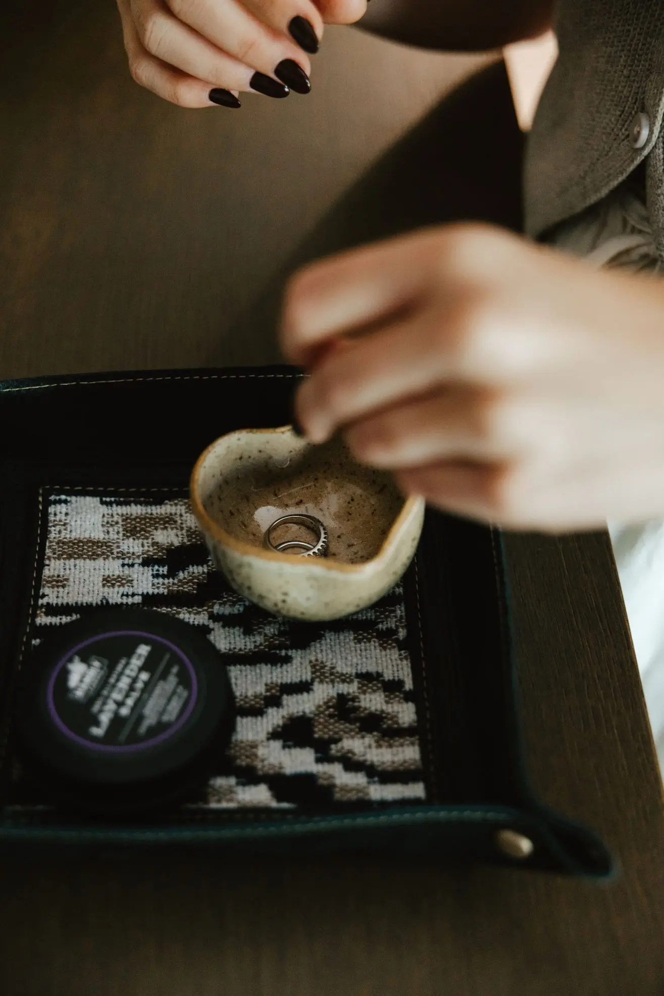 Handmade ceramic heart dish and lavender balm.