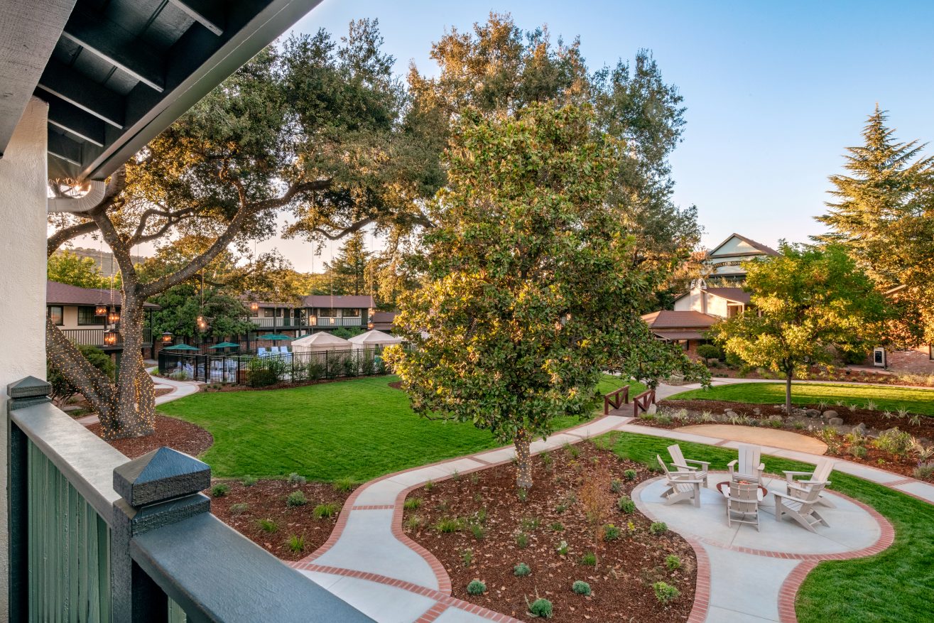 Garden views from Garden Studio Balcony rooms at Paso Robles Inn.